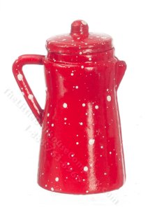 (image for) Miniature Red Spatter Coffee Pot For Dollhouses