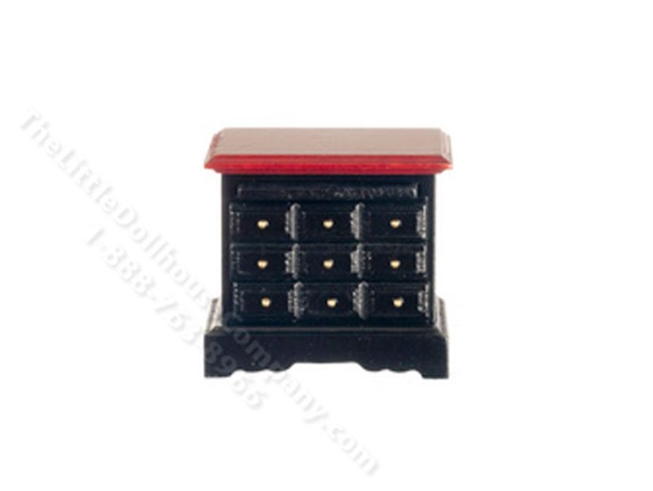 (image for) Miniature Nightstand for Dollhouses - Black/Mahogany