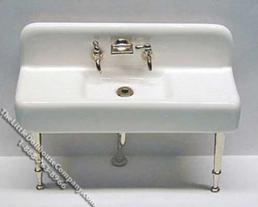 (image for) Dollhouse Scale Model Replica 1920's Sink w/Chrome Legs