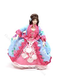 (image for) Miniature Handcrafted Vintage Rococo Lady in Blue and Pink