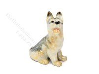 (image for) Miniature Porcelain Light Grey German Shepherd Dog for Dollhouses
