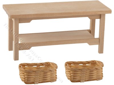 (image for) Miniature Unfinished Storage Table for Dollhouses