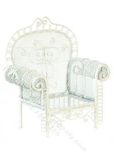 (image for) Miniature White Wire Armchair for Dollhouses