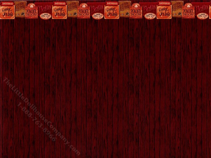 (image for) Dollhouse Scale Model Wallpaper Rustic Bath Signs Beadboard