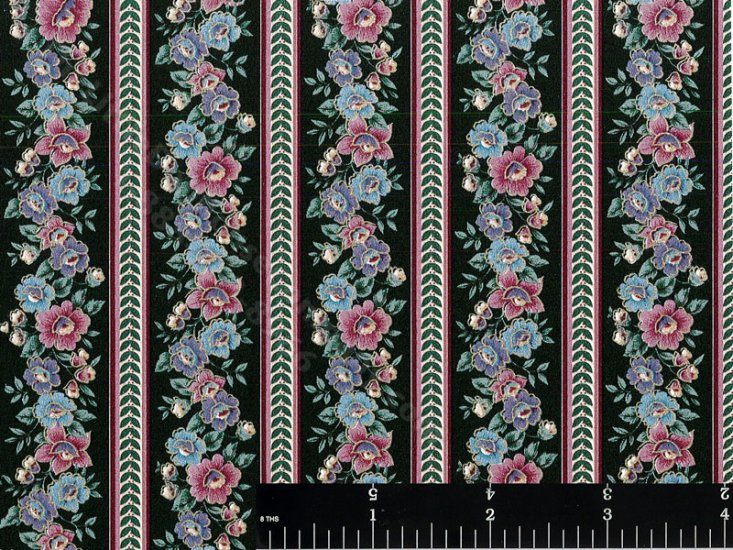 (image for) Flower Stripes on Navy Miniature Wallpaper for Dollhouses