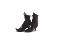 (image for) Black Leather Laced Witch Boots With Buckle by Judith Blondell