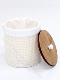 (image for) Miniature Ivory Lidded Clothes Hamper for Dollhouses