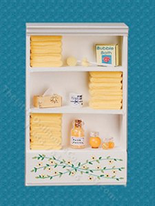 (image for) Miniature Bathroom Cabinet Unit with Yellow Towels