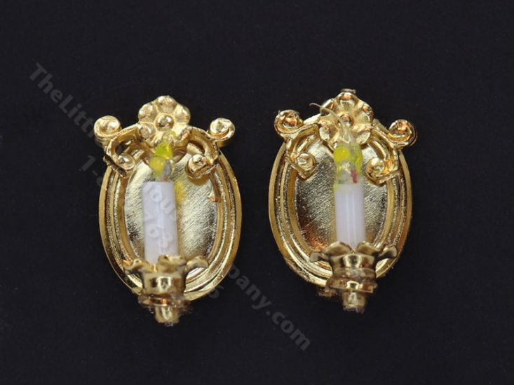 (image for) 1:48 Scale Miniature 3V Pair of Candle & Mirror Sconces for Dollhouses