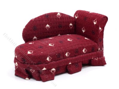 (image for) Miniature Red Chaise for Dollhouses