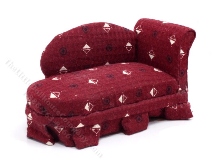 (image for) Miniature Red Chaise for Dollhouses