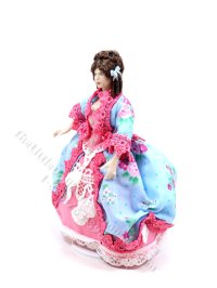 (image for) Miniature Handcrafted Vintage Rococo Lady in Blue and Pink