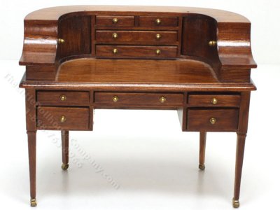 (image for) Miniature Vintage Walnut Desk on Brass Casters