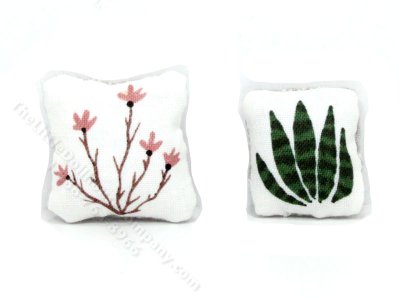 (image for) Miniature Pair of Botanical Pillows for Dollhouses