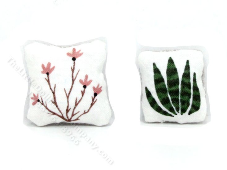 (image for) Miniature Pair of Botanical Pillows for Dollhouses