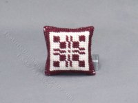 (image for) Handmade Miniature Burgundy and White Pillow for Dollhouses