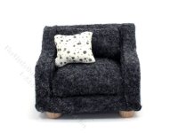 (image for) Miniature Grey Wool Chair for Dollhouses