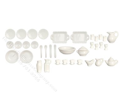 (image for) Miniature White Dinner Service for Dollhouses (42pc)