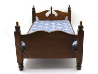 (image for) Miniature As-Is Walnut Single Bed for Dollhouses