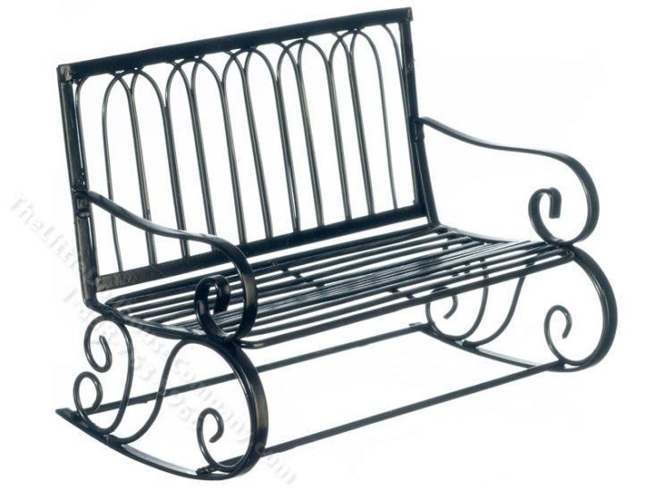 (image for) Miniature Black Wire Rocking Bench for Dollhouses