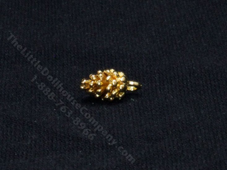(image for) Miniature Gold Pine Cone Christmas Ornaments for Dollhouses