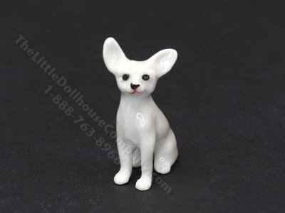 (image for) Miniature Porcelain White Chihuahua for Dollhouses