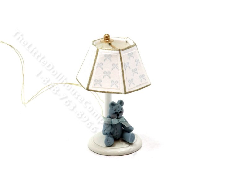 (image for) Miniature 12v Children's Table Lamp for Dollhouses - Blue Bear