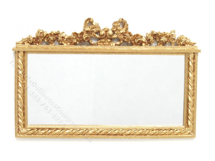 (image for) Miniature Gold-Framed Mirror with Floral Scroll Work