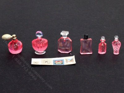 (image for) Miniature Pink Perfume Bottles Kit for Dollhouses