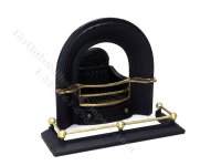 (image for) Miniature Fireplace Insert and Fender Set for Dollhouses - Black & Brass