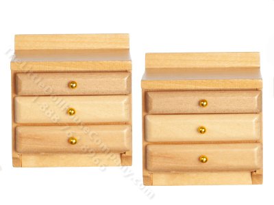 (image for) Miniature Pair of Oak Nightstands for Dollhouses