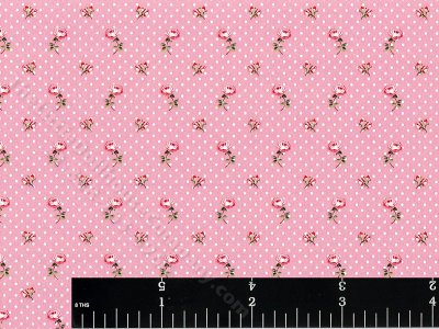 (image for) Miniature Shabby Chic Rose Pollka Dot Wallpaper for Dollhouses