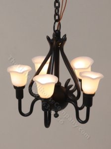 (image for) Miniature 12V 5-Arm Upright Tulip Chandelier for Dollhouses
