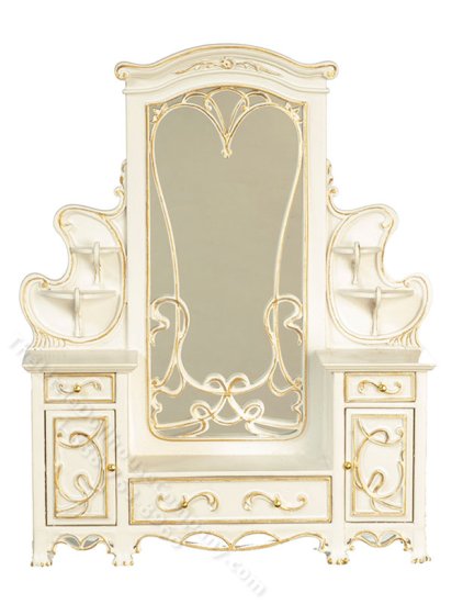 (image for) Miniature White Art Nouveau Dressing Table w/Mirror