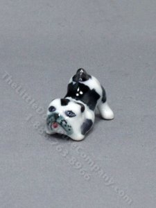 (image for) Miniature Ceramic Bulldog Figurine for Dollhouses