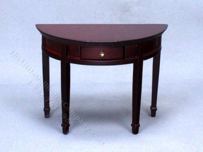 (image for) Miniature Mahogany Demi-Lune Console Table for Dollhouses