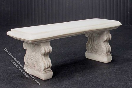 (image for) Miniature Gray Stone Garden Bench for Dollhouses