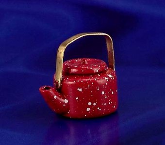 (image for) Dollhouse Scale Model Red Enamelware Teapot