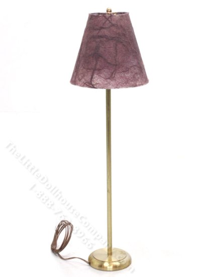 (image for) Miniature Brass Floor Lamp with Burgundy Shade