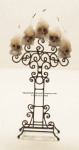 (image for) Miniature Large Standing Skull Candelabra for Dollhouses