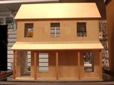 Unfinished Assembled Farmhouse Dollhouse (image for) Unfinished Assembled Farmhouse Dollhouse