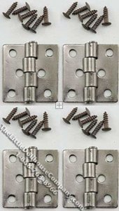 Miniature Pewter Butt Hinges w/Nails for Dollhouses, 4/pk