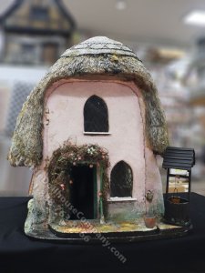 Assembled Vintage Pink Tudor Cottage Dollhouse (image for) Assembled Vintage Pink Tudor Cottage Dollhouse