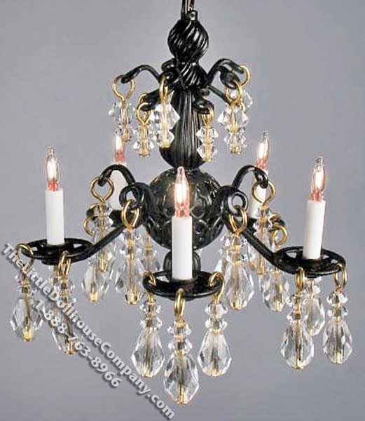 Dollhouse Scale Model Black Jacqueline Chandelier [GTZ_118B] The