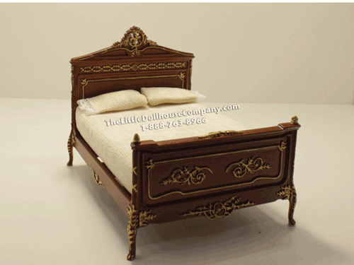 (image for) Dollhouse Miniature Walnut Double Bed