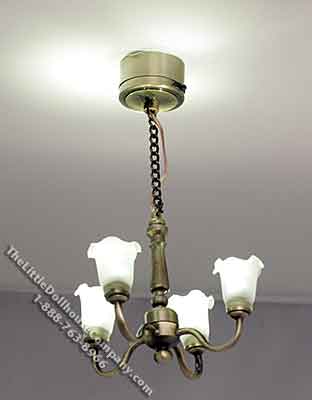 (image for) Dollhouse Scale Model 4 Arm Brass Chandelier