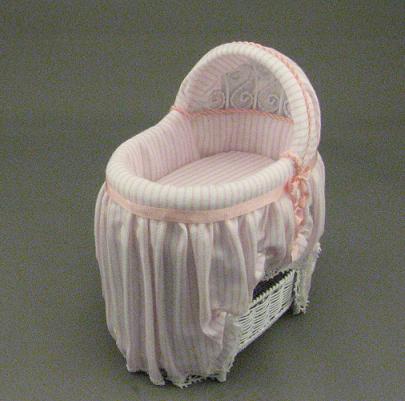 (image for) Bassinette with Pink and White Bedding by Janet