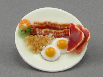 (image for) Dollhouse Scale Model Bacon and Eggs Breakfast