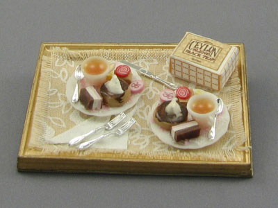 (image for) Dollhouse Scale Model Sweet Dessert Cake for Two