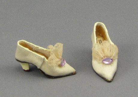 (image for) Miniature White Leather Wedding Shoes by Judith Blondell